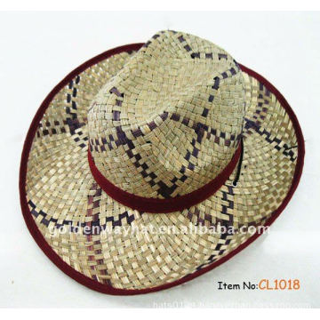 Chapéu de cowboy de palha de verão masculino